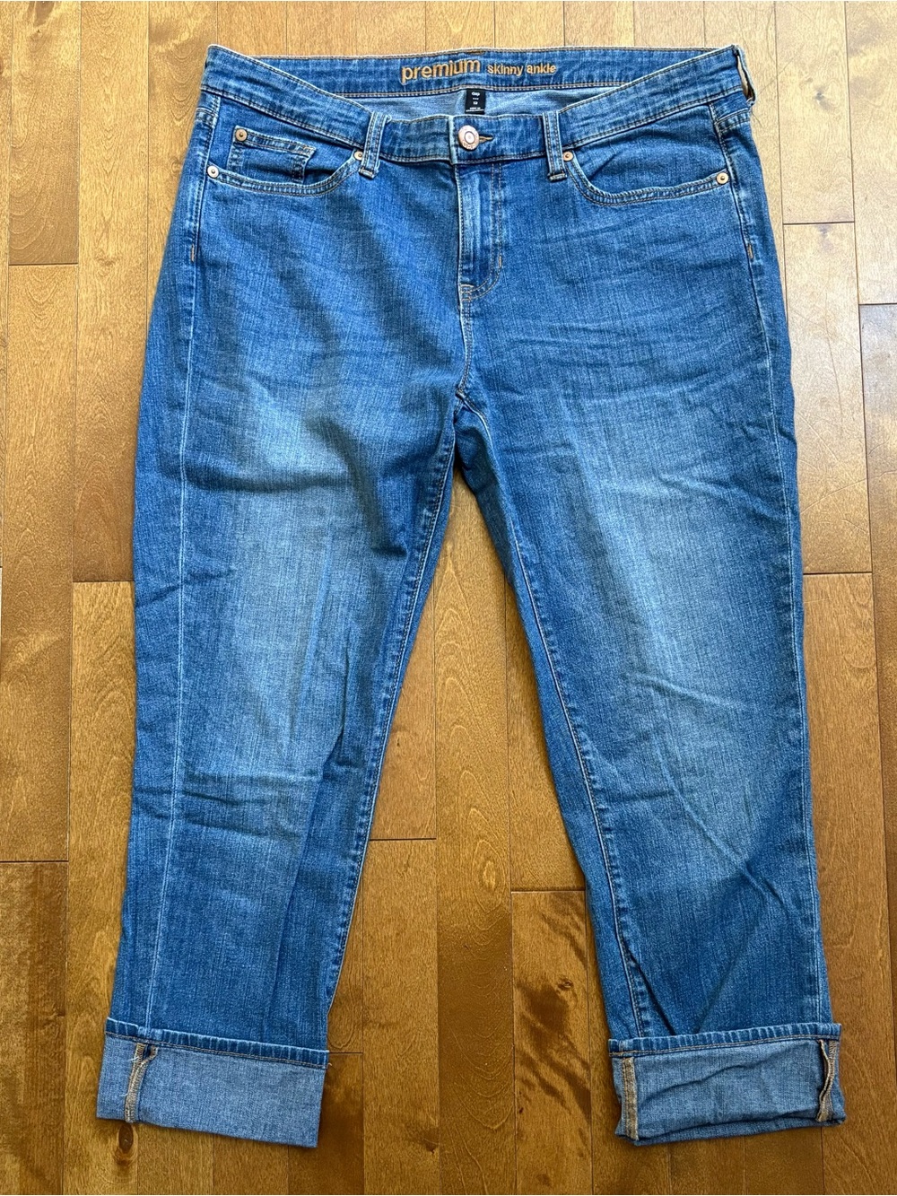 GAP 1969 Premium Skinny Ankle Cuffed Medium Wash Jeans – Women's 12